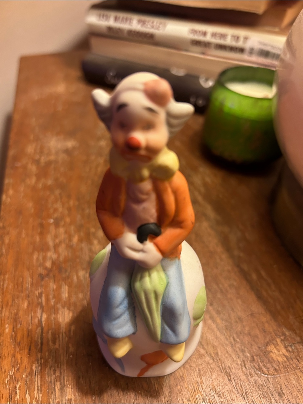 Vintage Ceramic Clown Figurine bell in Pastel Colors